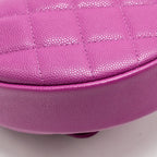 Chanel Polly Pocket Mini Round Hobo Bag Caviar Dark Pink GHW (Microchip)
