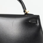HERMES KELLY 25 BOX BLACK GHW