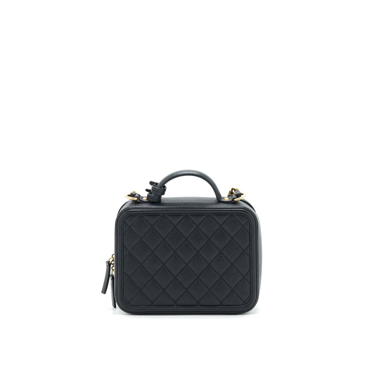 CHANEL CAVIA LEATHER VANITY BAG BLACK GHW