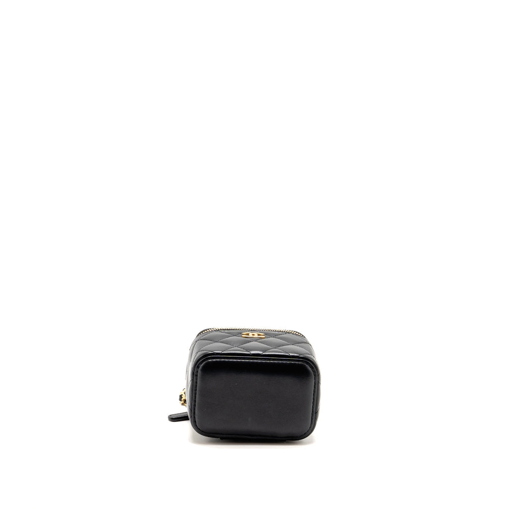Chanel top handle mini vanity case with chain lambskin black GHW