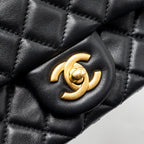 CHANEL PEARL CRUSH MINI SQUARE FLAP BAG LAMBSKIN BLACK GHW (MICROCHIP)