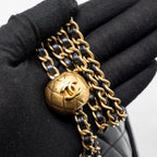 CHANEL PEARL CRUSH MINI SQUARE FLAP BAG LAMBSKIN BLACK GHW (MICROCHIP)