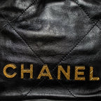 CHANEL 23S MINI 22 BAG WITH PEARL SHINY CALFSKIN BLACK BRUSHED GHW (MICROCHIP)