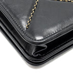 CHANEL QUILTED WALLET ON CHAIN SHINY CALFSKIN BLACK GHW (MICROCHIP)