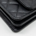 CHANEL 23S WALLET ON CHAIN WITH BAG CHARM CAVIAR BLACK GHW(MICROCHIP)