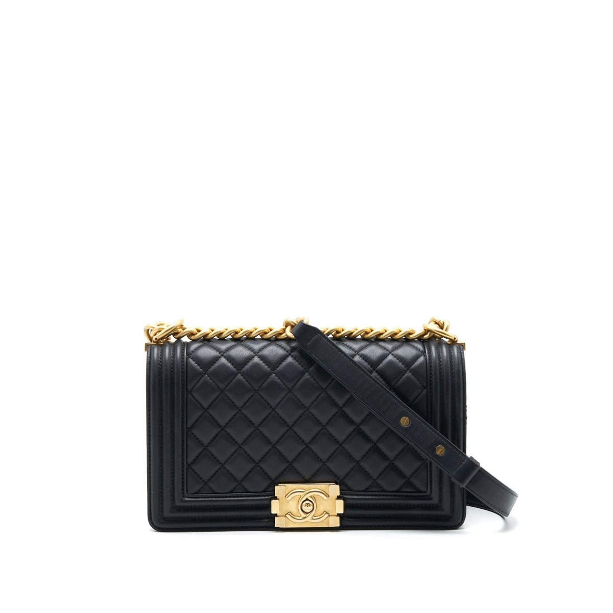 CHANEL MEDIUM BOY BLACK LAMBSKIN GHW