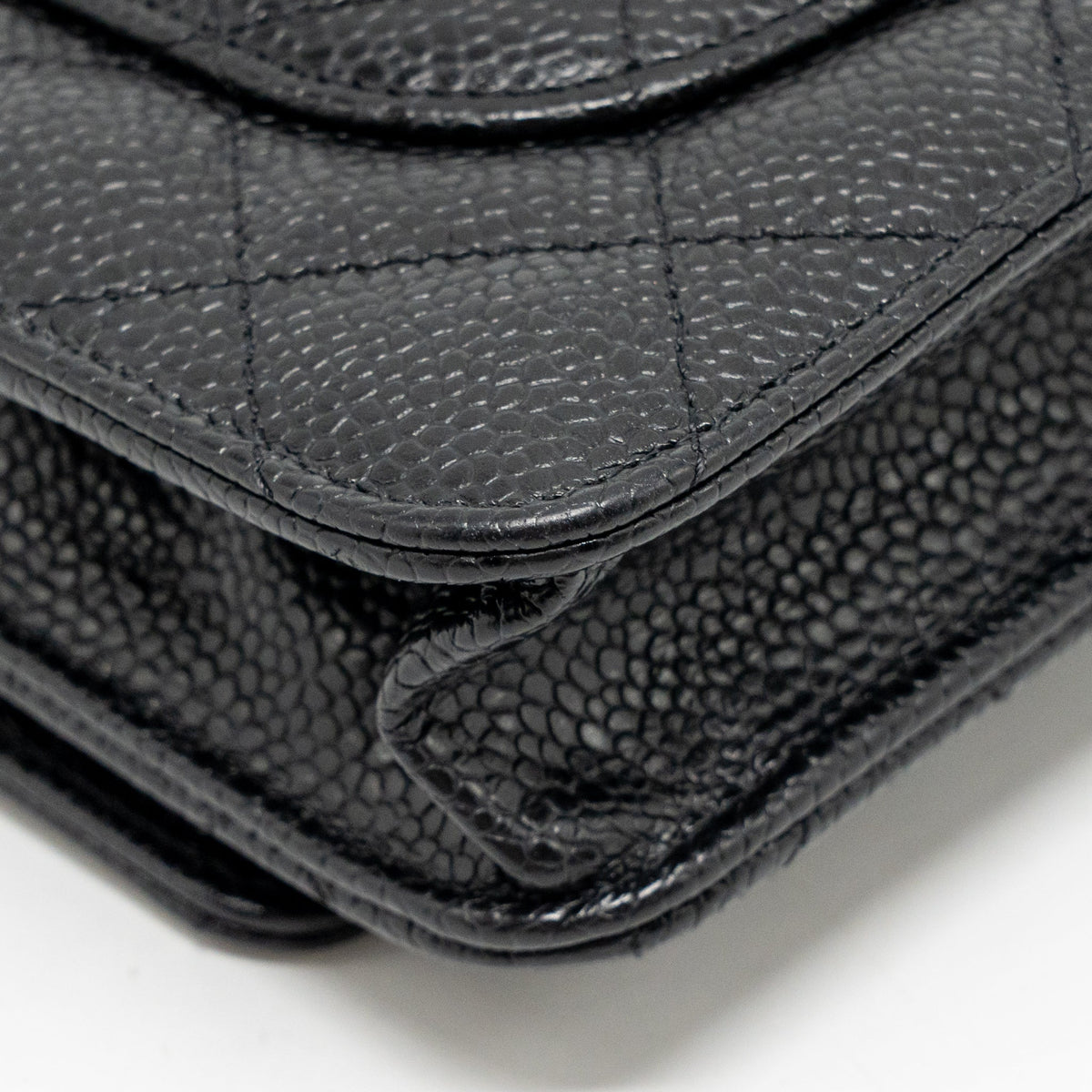CHANEL CLASSIC WALLET ON CHAIN CAVIAR BLACK SHW (MICROCHIP)