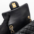 CHANEL PEARL CRUSH MINI SQUARE FLAP BAG LAMBSKIN BLACK GHW (MICROCHIP)