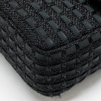 CHANEL MEDIUM CLASSIC DOUBLE FLAP BAG TWEED BLACK SHW