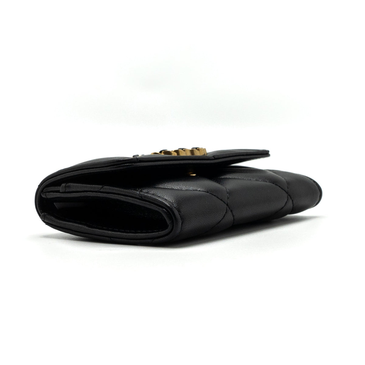 CHANEL 19 FLAP CARD HOLDER LAMBSKIN BLACK GHW (MICROCHIP)
