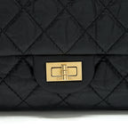 CHANEL 2.55 226 REISSUE DOUBLE FLAP BAG CALFSKIN BLACK GHW