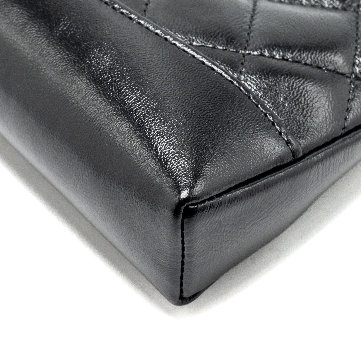 CHANEL MINI 31 CLUTCH WITH CHAIN SHINY CALFSKIN BLACK LGHW (MICROCHIP)
