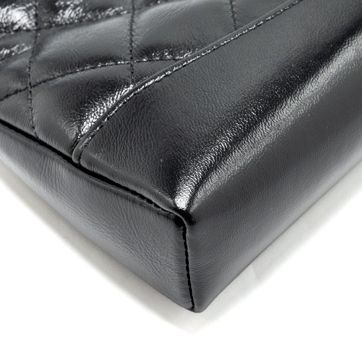 CHANEL MINI 31 CLUTCH WITH CHAIN SHINY CALFSKIN BLACK LGHW (MICROCHIP)