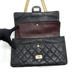CHANEL 2.55 226 REISSUE DOUBLE FLAP BAG CALFSKIN BLACK GHW