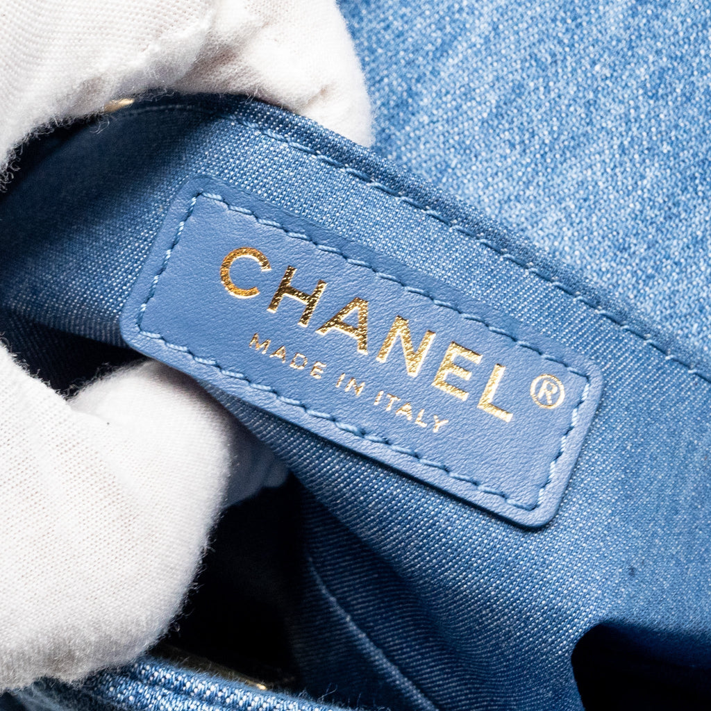 CHANEL PEARL CRUSH MINI SQUARE FLAP BAG DENIM BLUE GHW (MICROCHIP)