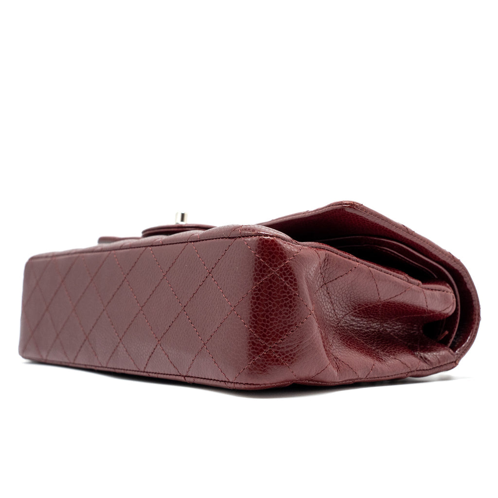 CHANEL MEDIUM CLASSIC DOUBLE FLAP BAG CAVIAR DARK RED SHW