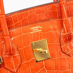 Hermes Birkin 35 Shiny Crocodile Porosus Feu GHW