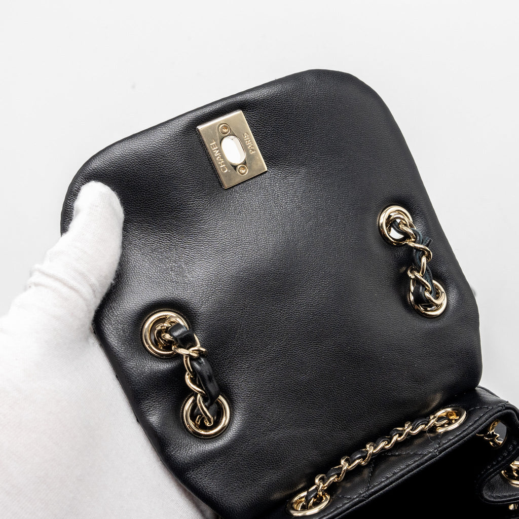 CHANEL MINI DUMA BACKPACK LAMBSKIN BLACK LGHW (MICROCHIP)