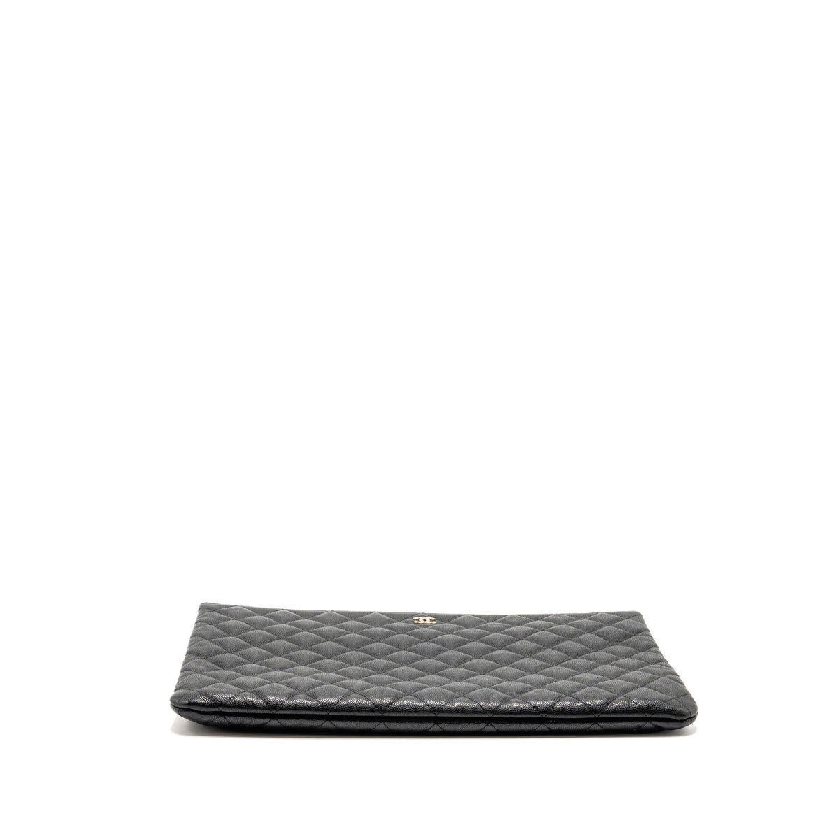 Chanel O case large clutch/pouch quilted caviar black LGHW