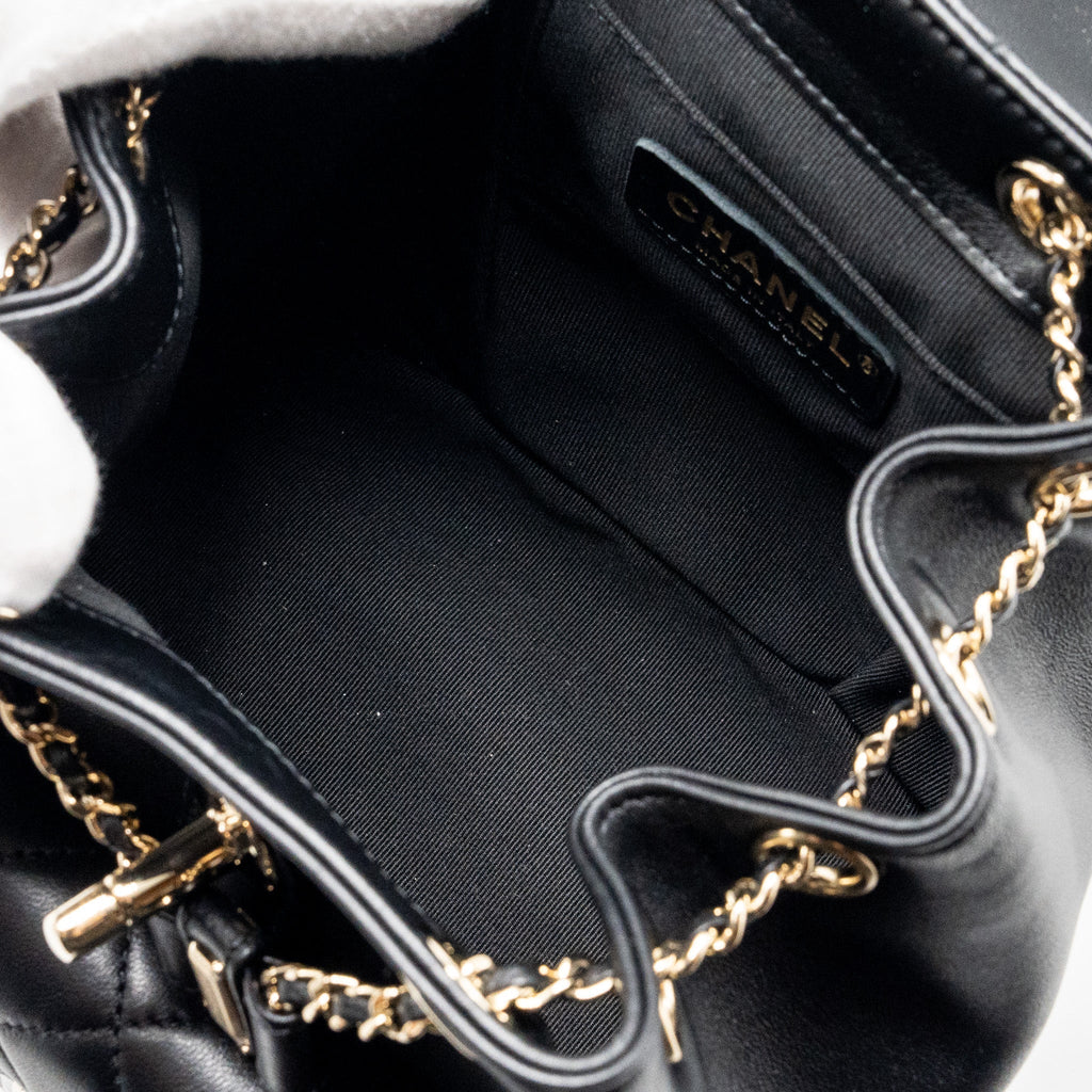CHANEL MINI DUMA BACKPACK LAMBSKIN BLACK LGHW (MICROCHIP)