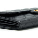 CHANEL CLASSIC FLAP LONG WALLET CAVIAR BLACK GHW