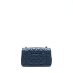CHANEL MINI RECTANGULAR FLAP BAG LAMBSKIN BLUE SHW