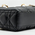 DIOR LADY D-JOY SMALL  BAG LAMBSKIN BLACK LGHW