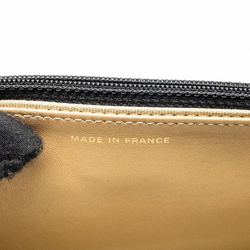 CHANEL PEARL CRUSH WALLET ON CHAIN LAMBSKIN BLACK GHW (MICROCHIP)
