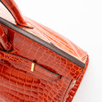 Hermes Birkin 35 Shiny Crocodile Porosus Feu GHW
