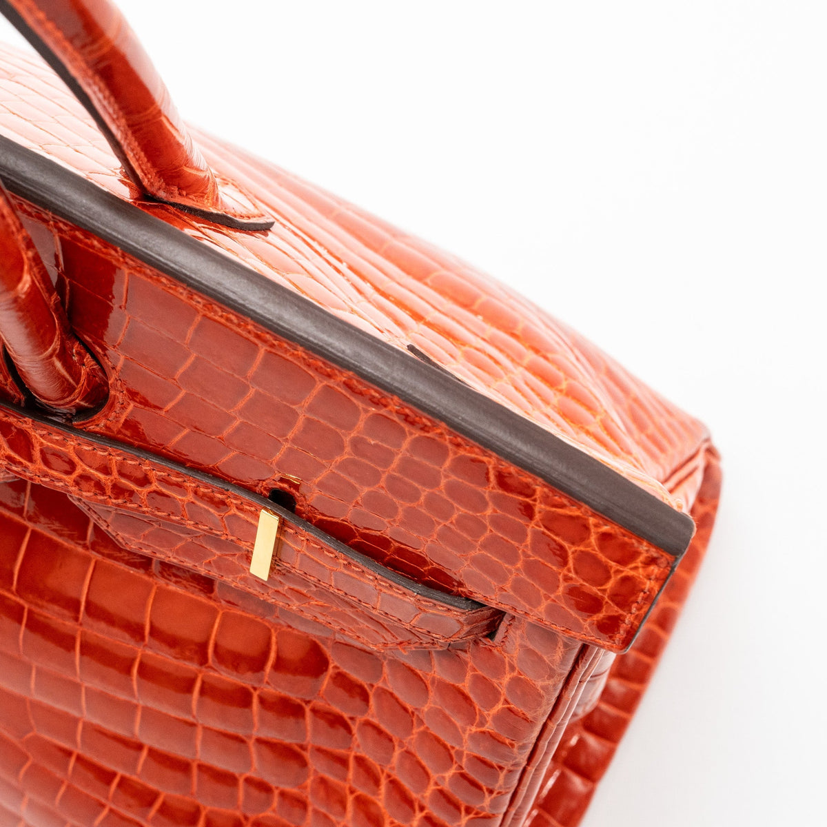 Hermes Birkin 35 Shiny Crocodile Porosus Feu GHW