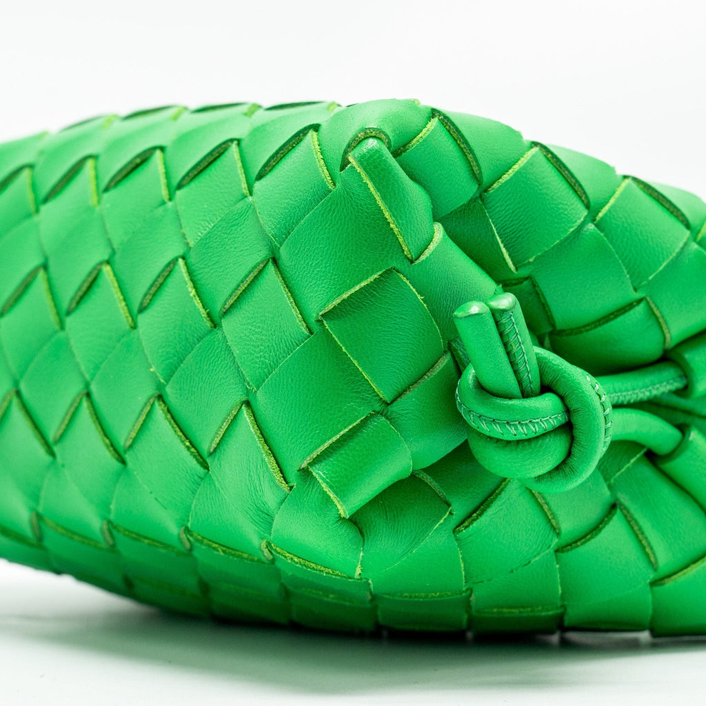 BOTTEGA VENETA MINI LOOP CAMERA BAG LAMBSKIN GREEN GHW