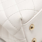 CHANEL SMALL COCO HANDLE CAVIAR WHITE LGHW (MICROCHIP)