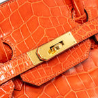 Hermes Birkin 35 Shiny Crocodile Porosus Feu GHW