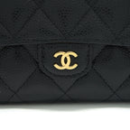 CHANEL CLASSIC FLAP LONG WALLET CAVIAR BLACK GHW
