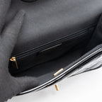 CHANEL 22K TOP HANDLE MESSENGER BAG PATENT LEATHER BLACK BRUSHED GHW (MICROCHIP)