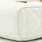 DIOR LADY D-JOY BAG LATTE CANNAGE LAMBSKIN WHITE LGHW