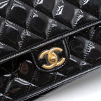 CHANEL 22K TOP HANDLE MESSENGER BAG PATENT LEATHER BLACK BRUSHED GHW (MICROCHIP)