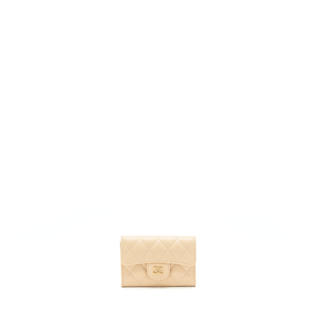 CHANEL CLASSIC MINI FLAP CARDHOLDER CAVIAR BEIGE GHW
