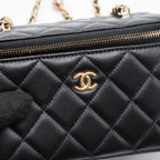 CHANEL 23C PEARL CRUSH LONG VANITY LAMBSKIN BLACK BRUSHED GHW (MICROCHIP)