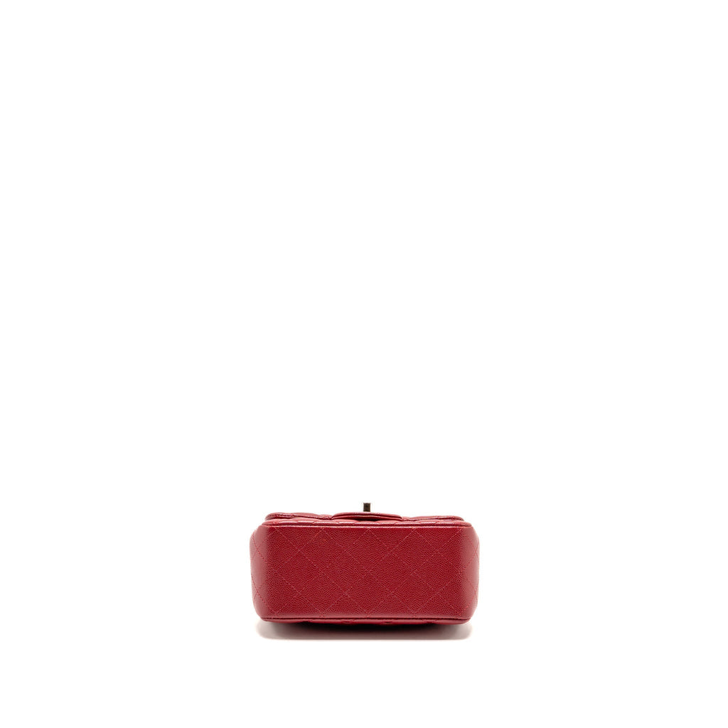 Chanel Classic Mini Square Flap Bag Caviar Red SHW
