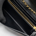 PRADA LONG WALLET WITH CHAIN SAFFIANO BLACK GHW