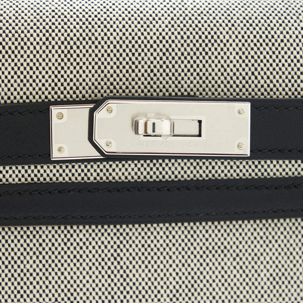 Hermes Kelly 28 Toile H Black/ Grey SHW