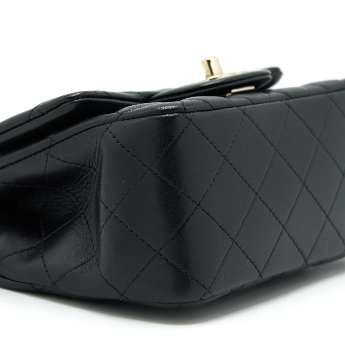 CHANEL MINI SQUARE FLAP BAG LAMBSKIN BLACK LGHW
