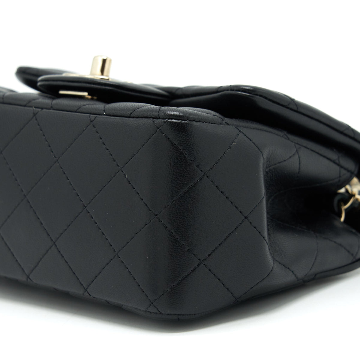 CHANEL MINI SQUARE FLAP BAG LAMBSKIN BLACK LGHW