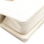 CHANEL SMALL BOY BAG CAVIAR WHITE LGHW
