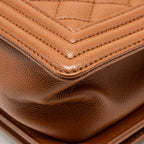 Chanel Medium Boy Bag Caviar Dark Brown LGHW (Microchip)