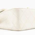 CHANEL VINTAGE SMALL CLASSIC DOUBLE FLAP BAG LAMBSKIN WHITE GHW