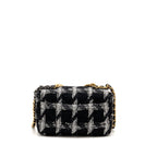 Chanel Small 19 Bag Houndstooth Tweed Black/White Multicolour Hardware