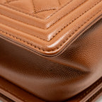 Chanel Medium Boy Bag Caviar Dark Brown LGHW (Microchip)