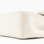 CHANEL VINTAGE SMALL CLASSIC DOUBLE FLAP BAG LAMBSKIN WHITE GHW
